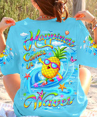 HAPPINESS COMES IN WAVES FLAMINGO ALL OVER PRINT - YHLT2506243