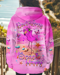 DON'T WORRY BEACH HAPPY FLAMINGO ALL OVER PRINT - YHLT2609245