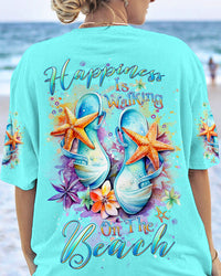 HAPPINESS IS WALKING ON THE BEACH ALL OVER PRINT - YHDU609234