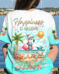 HAPPINESS IS WALKING ON THE BEACH FLAMINGO ALL OVER PRINT - YHDU3011233