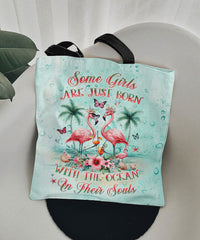 SOME GIRLS ARE JUST BORN FLAMINGO TOTE BAG - YHLT0703243