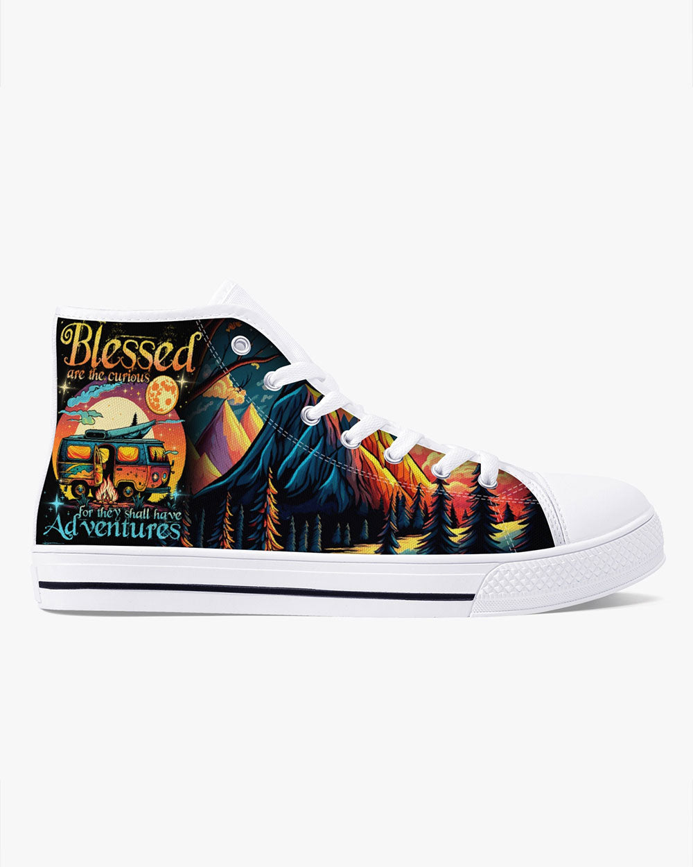 BLESSED ARE THE CURIOUS FOR THEY SHALL HAVE ADVENTURES HIGH TOP CANVAS SHOES - TYTD2504233