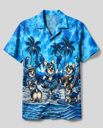 BEACH PARTY CORGI DOG CAMP SHIRT - TLHN0308265