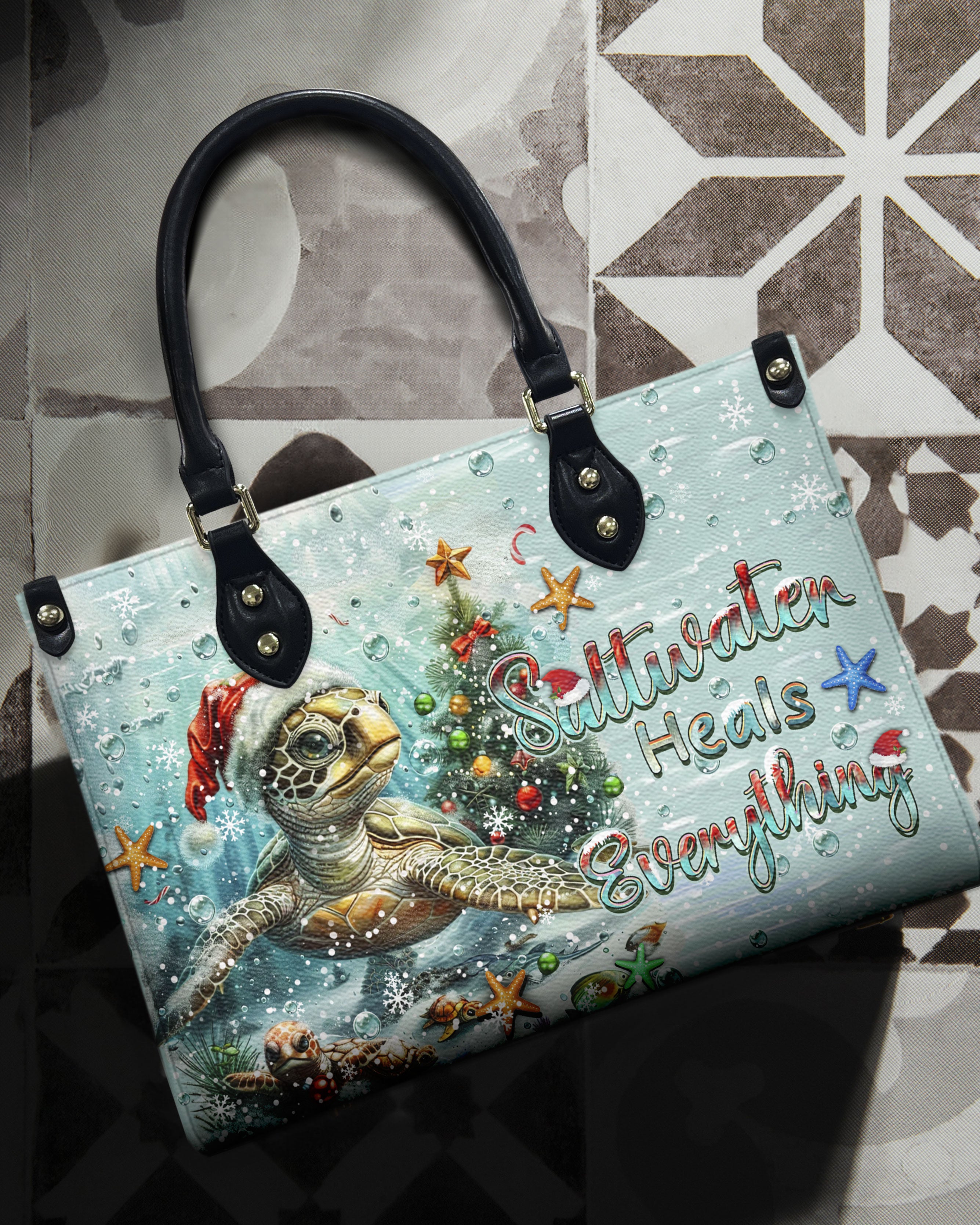 SALTWATER HEALS EVERYTHING CHRISTMAS LEATHER HANDBAG - YHHN2310244