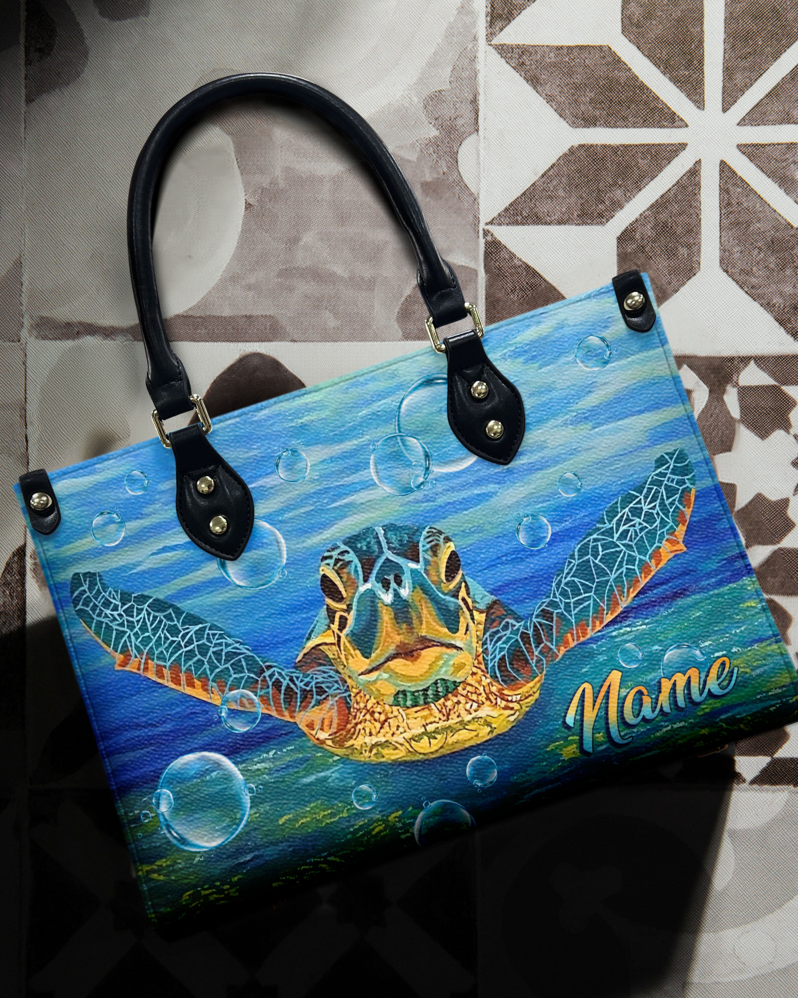 PAINTING TURTLE LEATHER HANDBAG - YHLT1411244