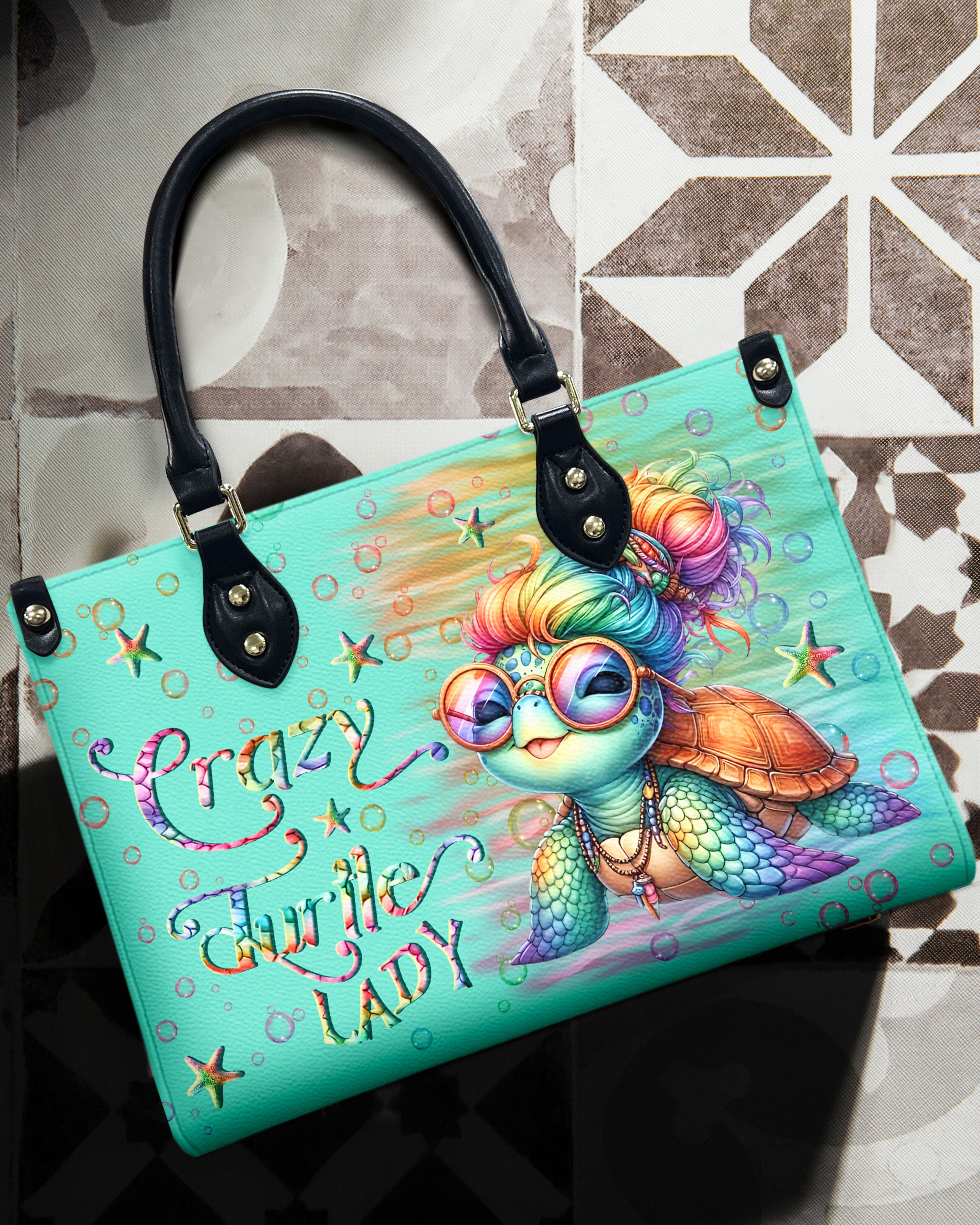 CRAZY TURTLE LADY LEATHER HANDBAG - YHLN1510245