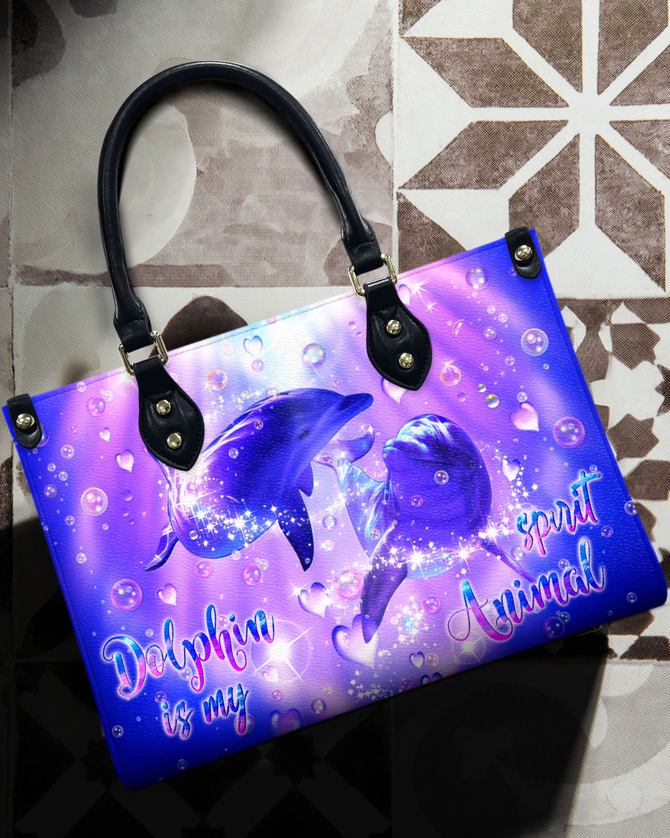 DOLPHIN IS MY SPIRIT ANIMAL LEATHER HANDBAG - YHLN0207244