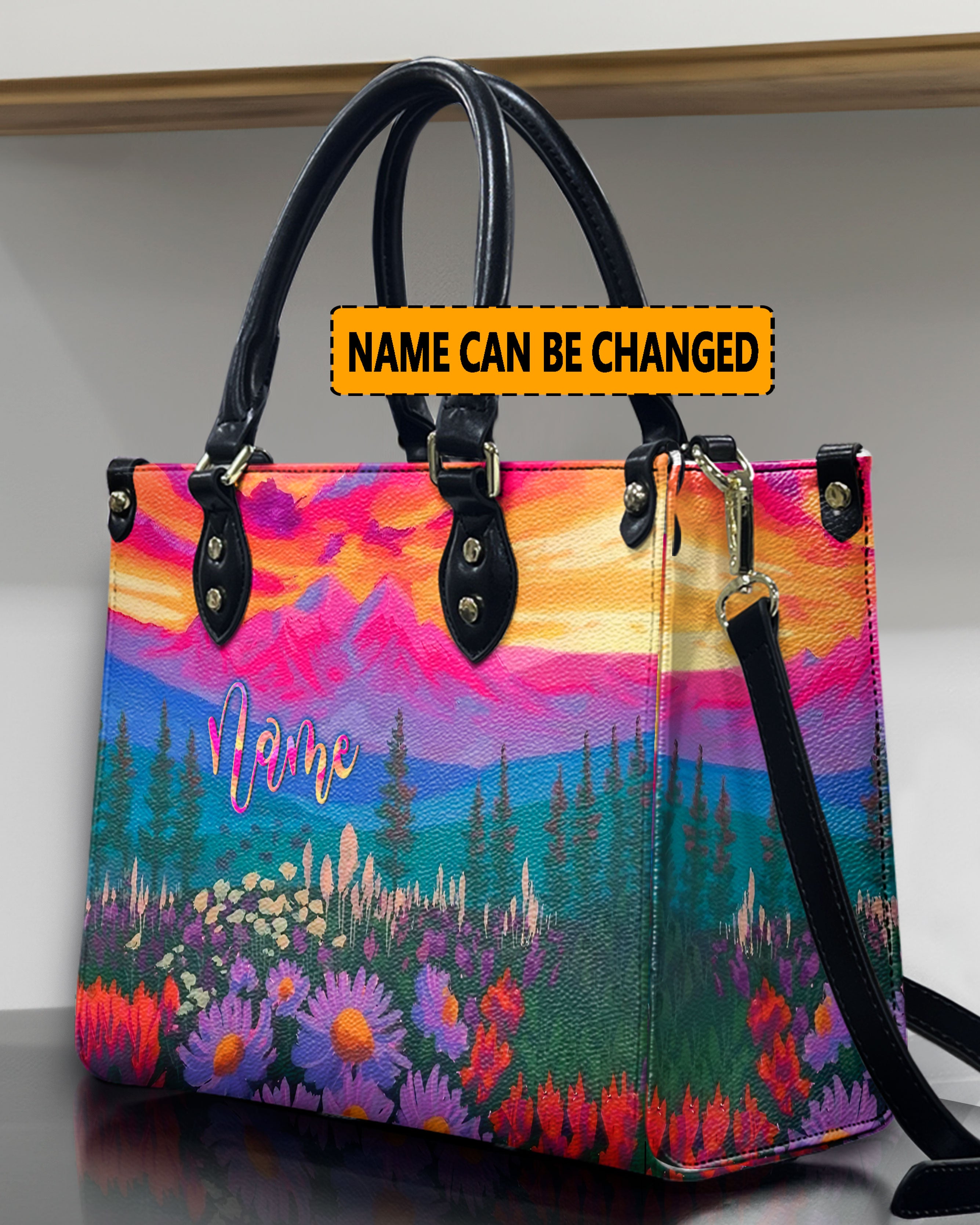 PAINTING COLOFUL FLOWER FIELD LEATHER HANDBAG - YHLN2511244