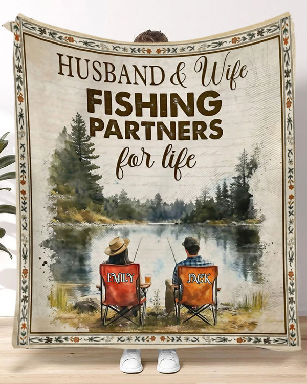 PERSONALIZED FISHING COUPLE FLEECE BLANKET - YHHG1802254