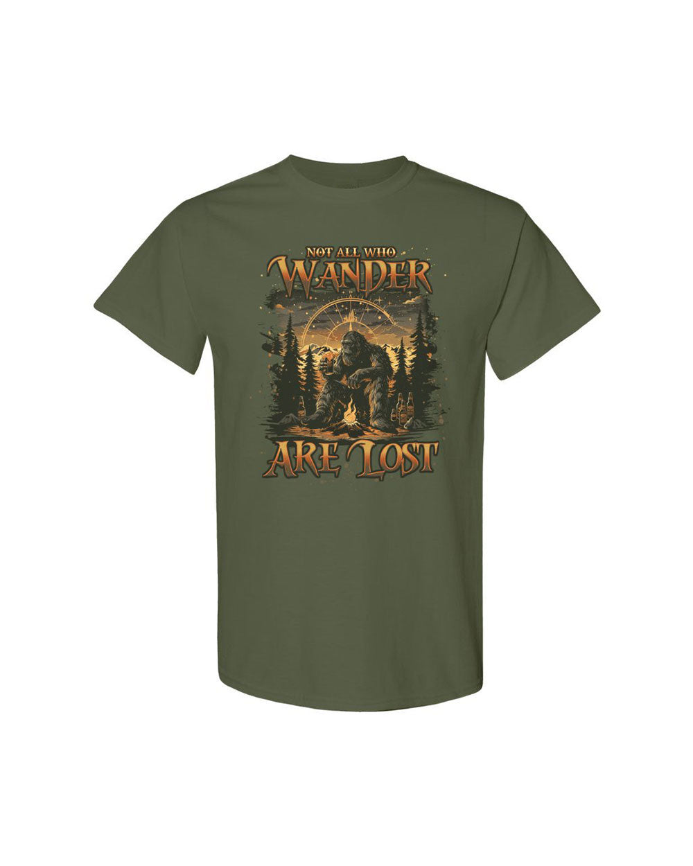 NOT ALL WHO WANDER ARE LOST BIGFOOT COMPASS  COTTON SHIRT    - TLNO2410245