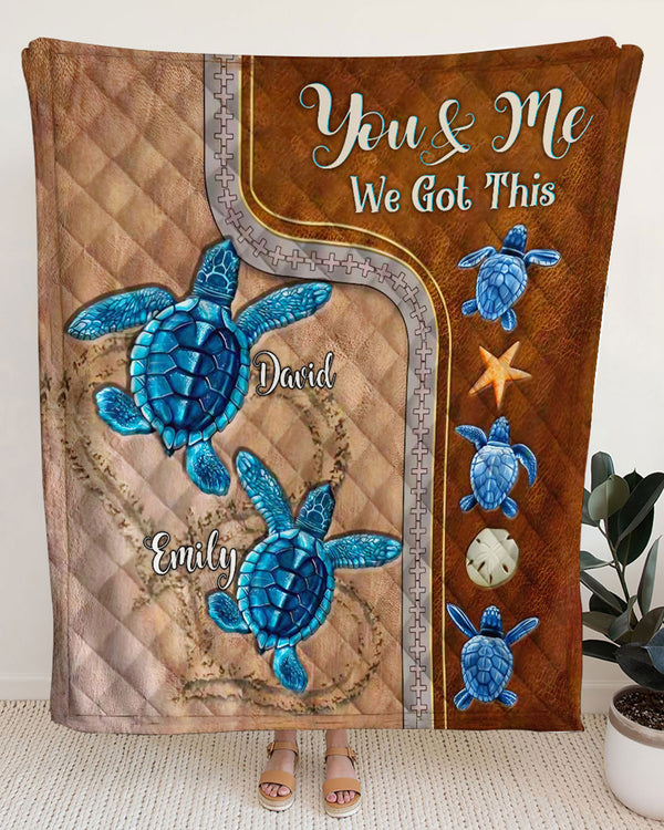 PERSONALIZED YOU AND ME COUPLE TURTLE FLEECE BLANKET - YHHN1402254