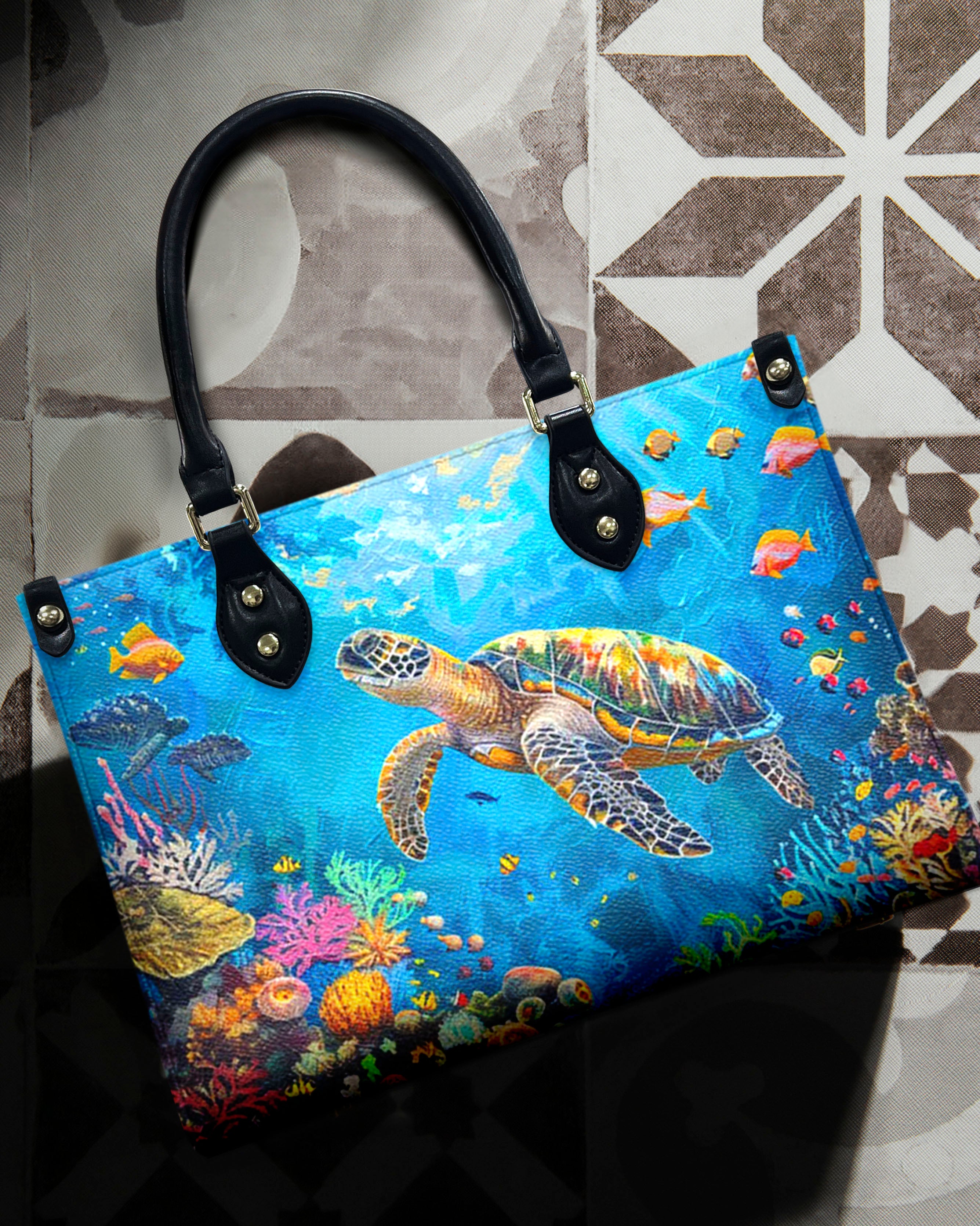 OCEAN TURTLE LEATHER HANDBAG - YHHN2307244