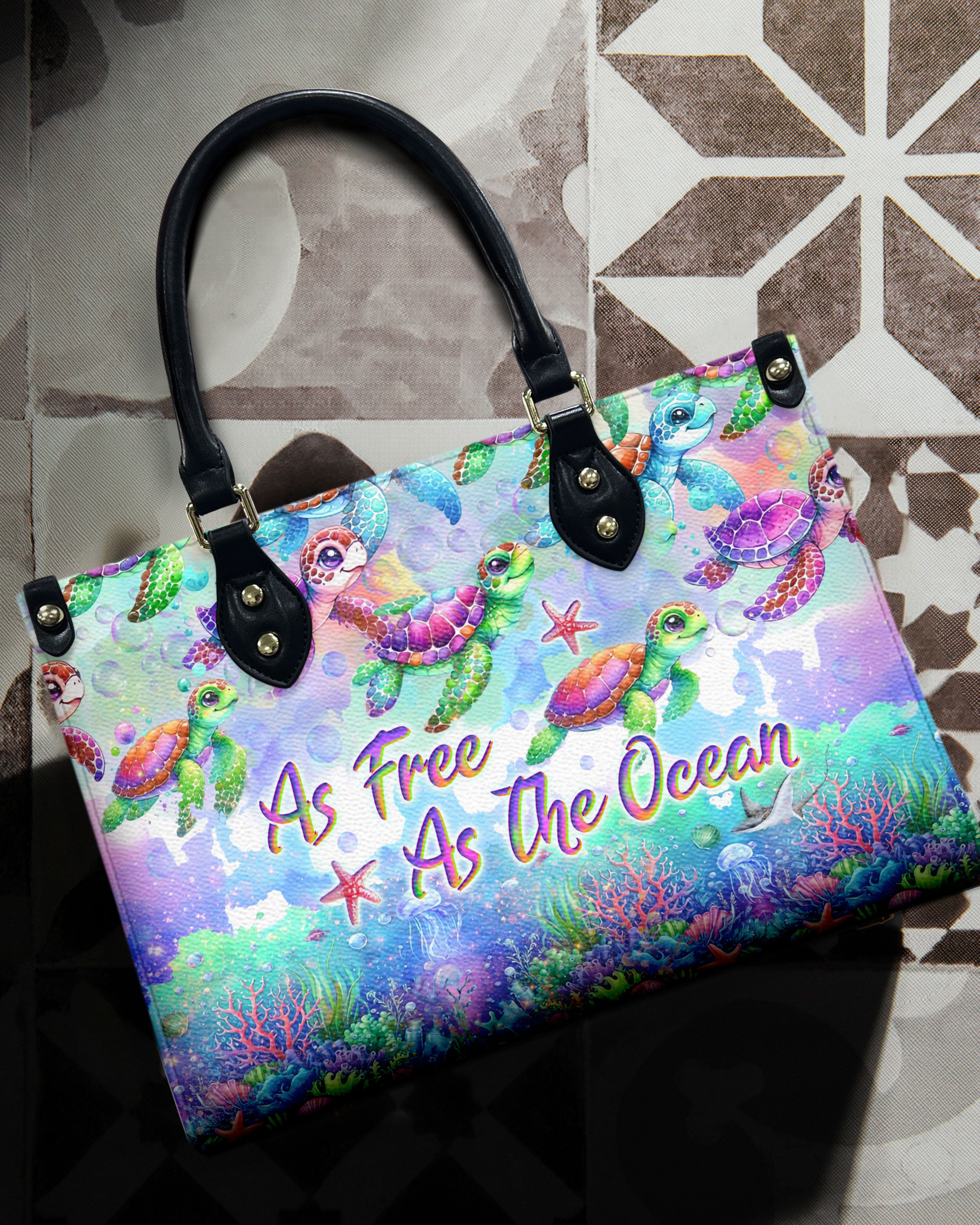 AS FREE AS THE OCEAN TURTLE LEATHER HANDBAG - YHLT1306244