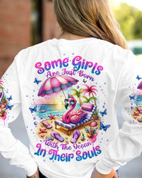 SOME GIRLS ARE JUST BORN FLAMINGO ALL OVER PRINT - TLTW2912233