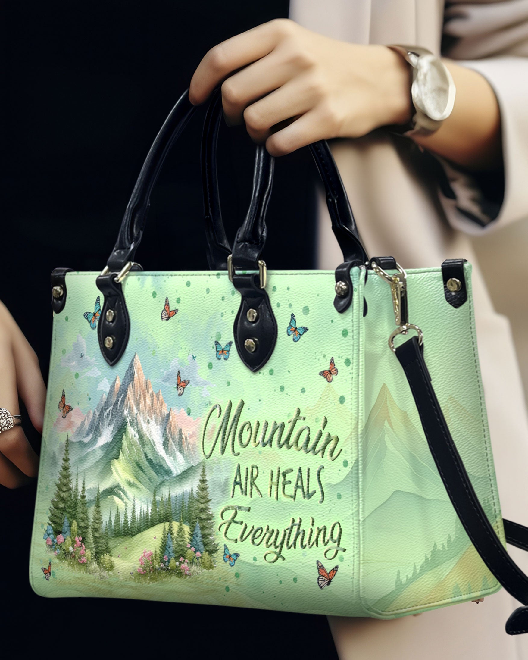 MOUNTAIN AIR HEALS EVERYTHING LEATHER HANDBAG - YHLN3110244