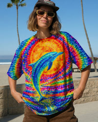 DOLPHIN SUN COLORFUL  SWIRL ALL OVER PRINT   - TLTW2901262