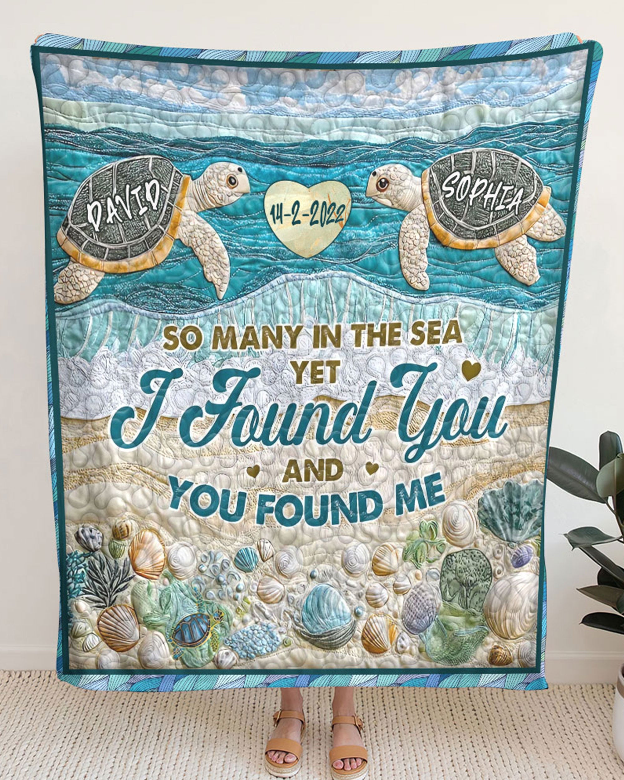 PERSONALIZED I FOUND YOU AND YOU FOUND ME COUPLE TURTLE FLEECE BLANKET - YHLN1702254