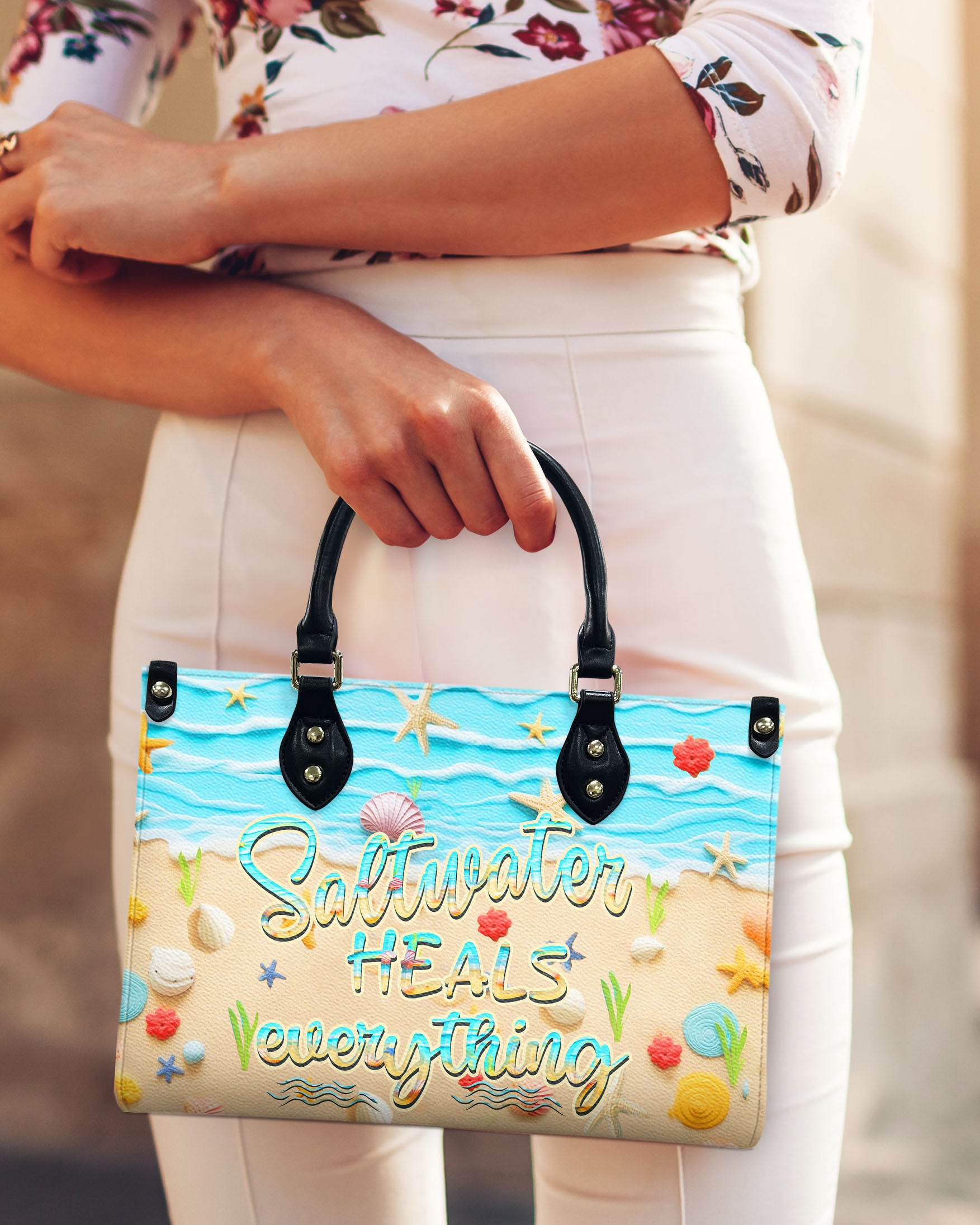 SALTWATER HEALS EVERYTHING LEATHER HANDBAG - YHHN1806242