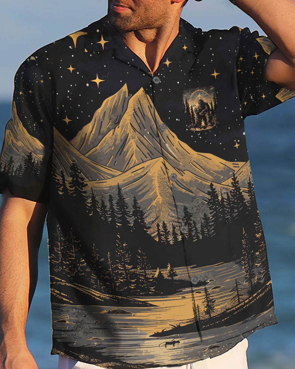 NOT ALL WHO WANDER ARE LOST BIGFOOT COMPASS HAWAIIAN SHIRT  - TLNO2410241