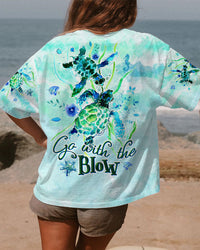 GO WITH THE BLOW TURTLE WATERCOLOR ALL OVER PRINT - TLTW0507233