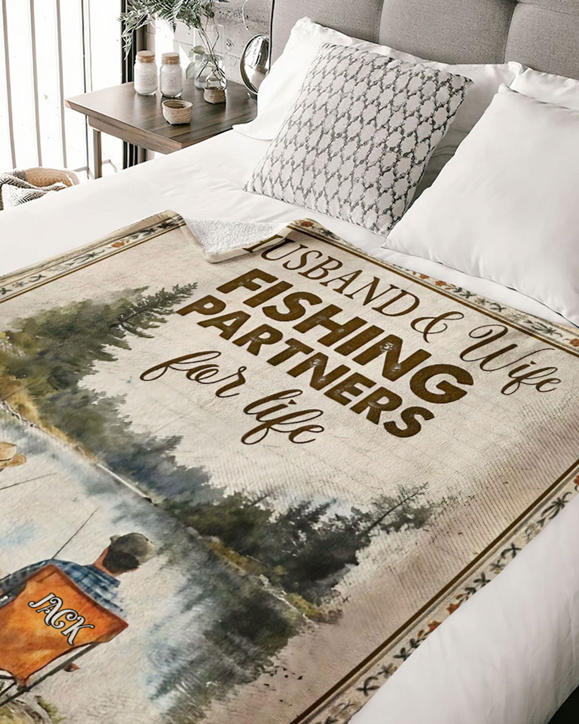 PERSONALIZED FISHING COUPLE FLEECE BLANKET - YHHG1802254