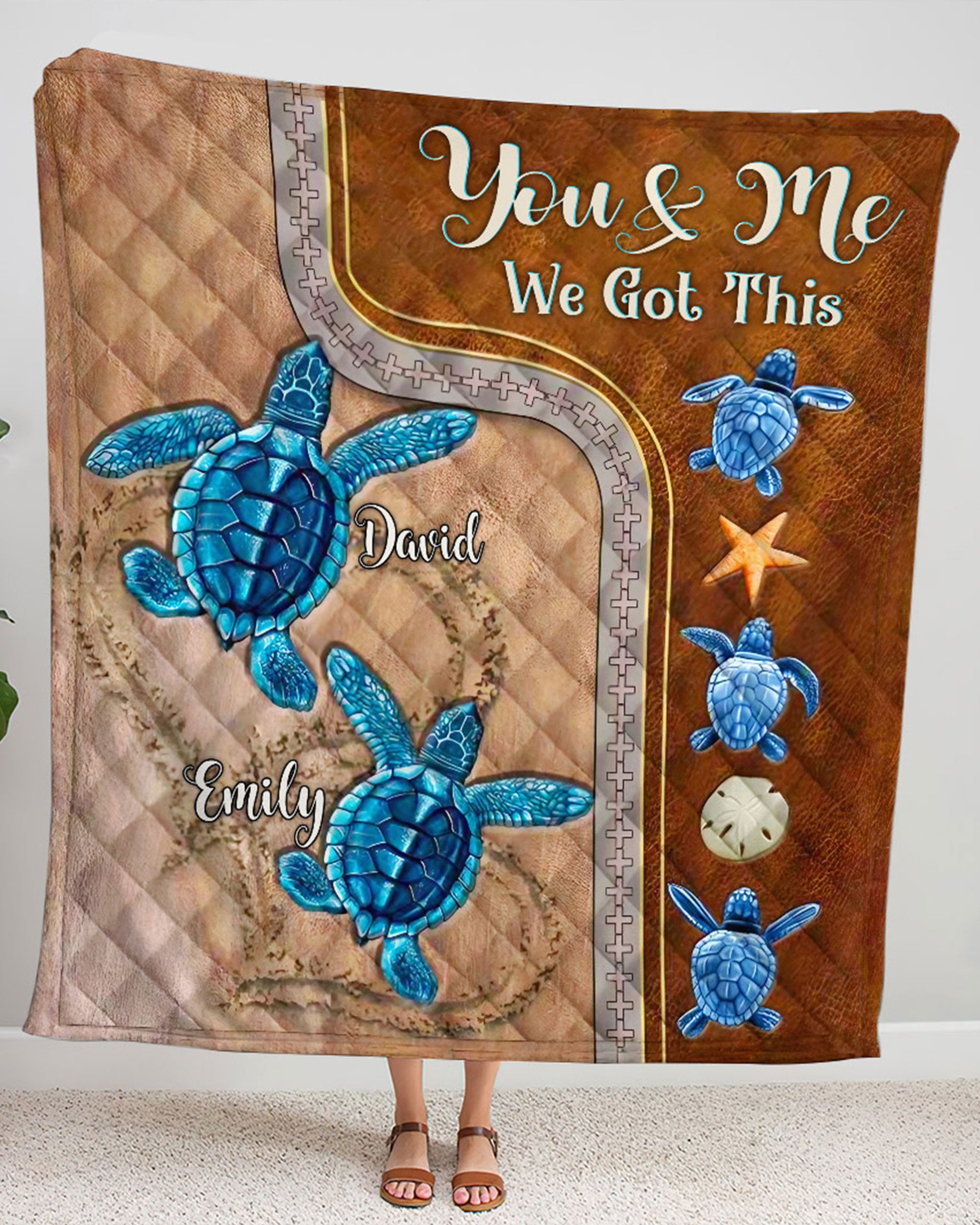 PERSONALIZED YOU AND ME COUPLE TURTLE FLEECE BLANKET - YHHN1402254