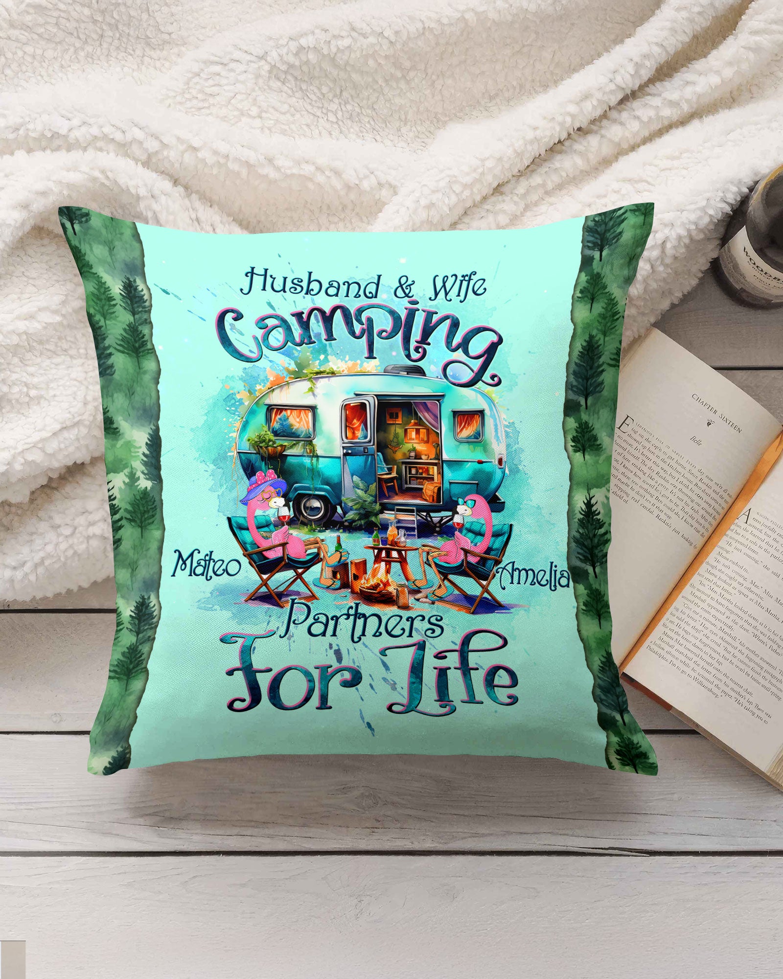 PERSONALIZED HUSBAND AND WIFE FLAMINGO   PILLOW  - TLTW1102254