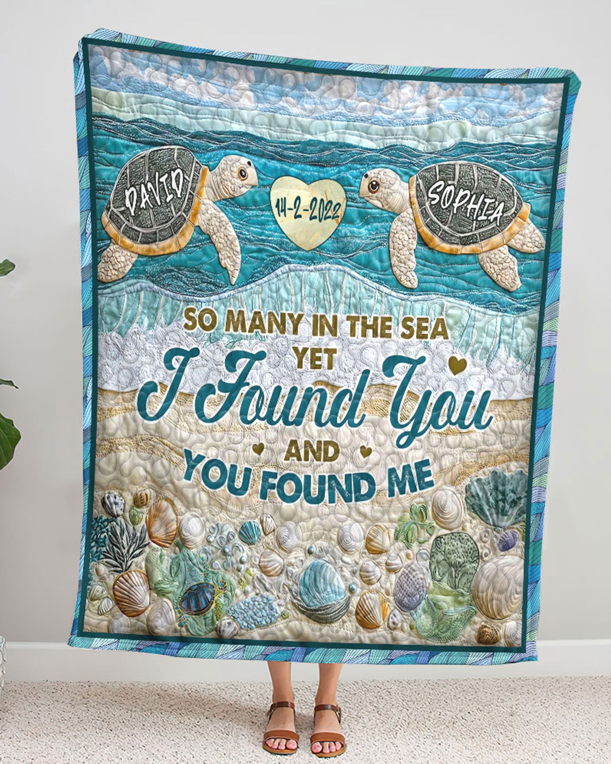 PERSONALIZED I FOUND YOU AND YOU FOUND ME COUPLE TURTLE FLEECE BLANKET - YHLN1702254