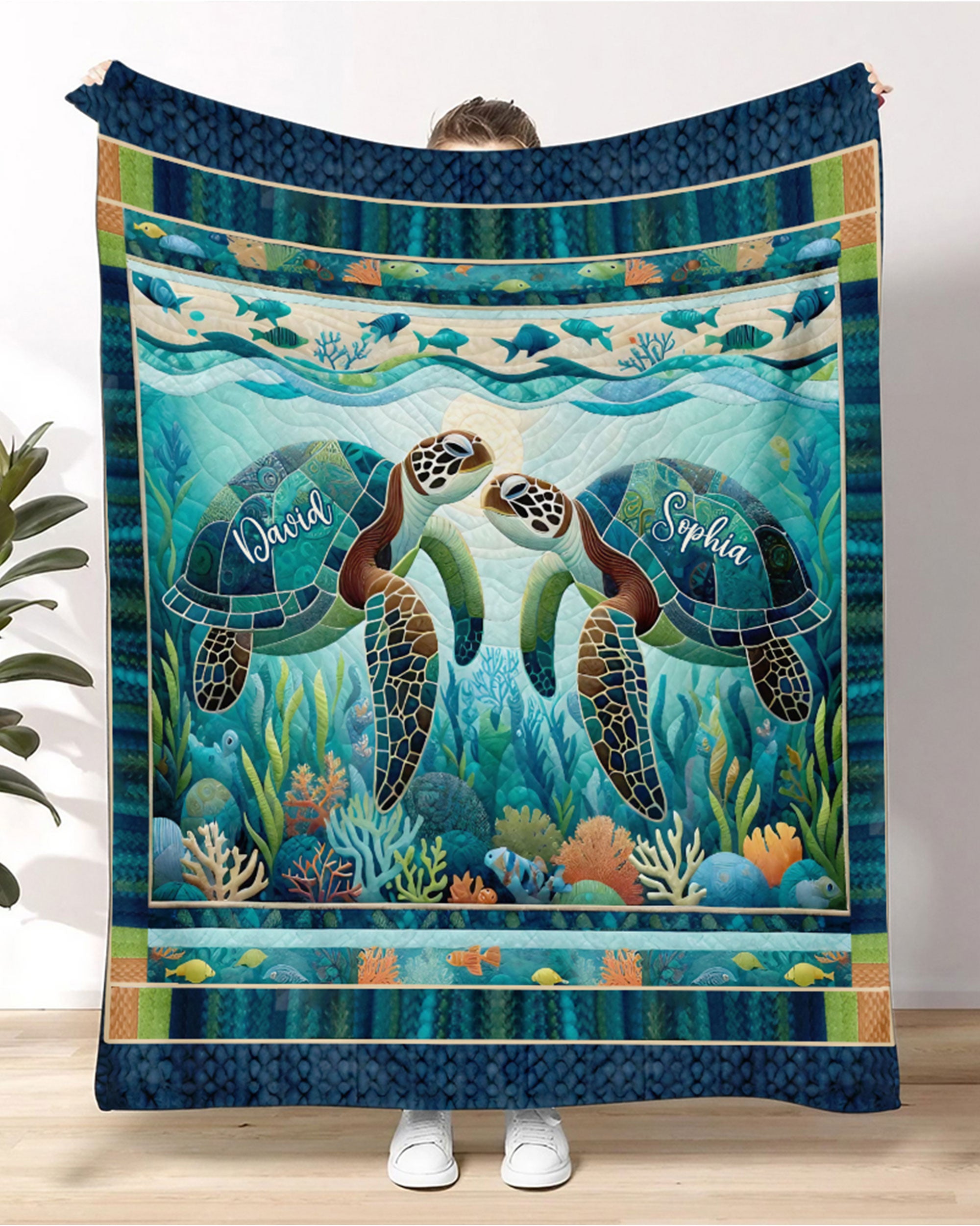 PERSONALIZED YOU & ME AND THE SEA COUPLE FLEECE BLANKET - YHHG0302254