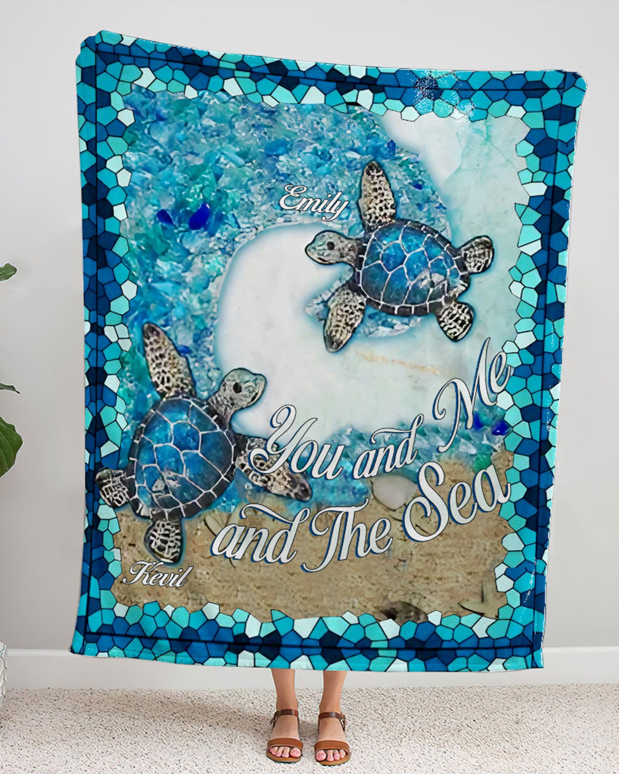 PERSONALIZED YOU AND ME AND THE SEA FLEECE BLANKET - YHHN2401251