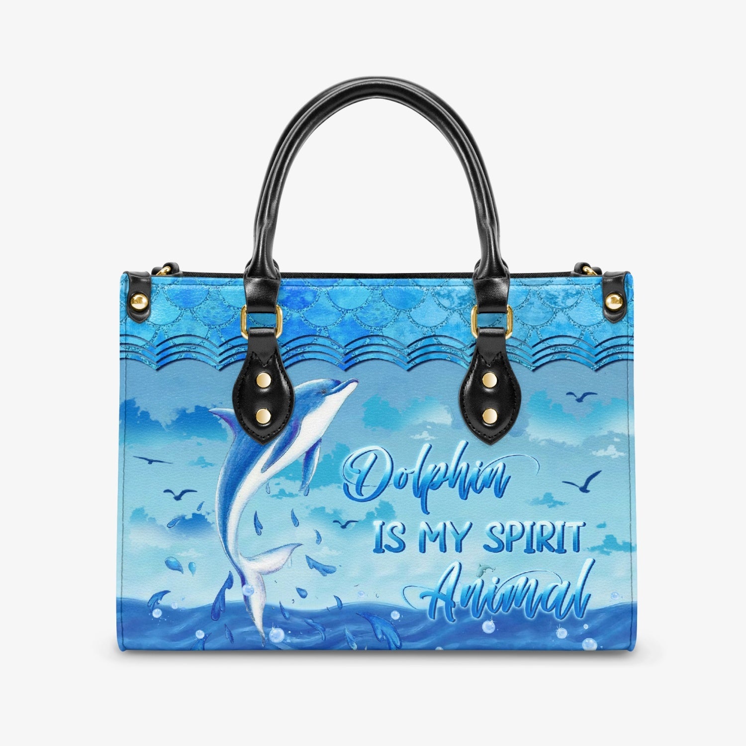 DOLPHIN IS MY SPIRIT ANIMAL LEATHER HANDBAG - YHLN2803242