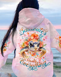 SALTWATER HEALS EVERYTHING TURTLE FLORAL ALL OVER PRINT - TLTW2711234