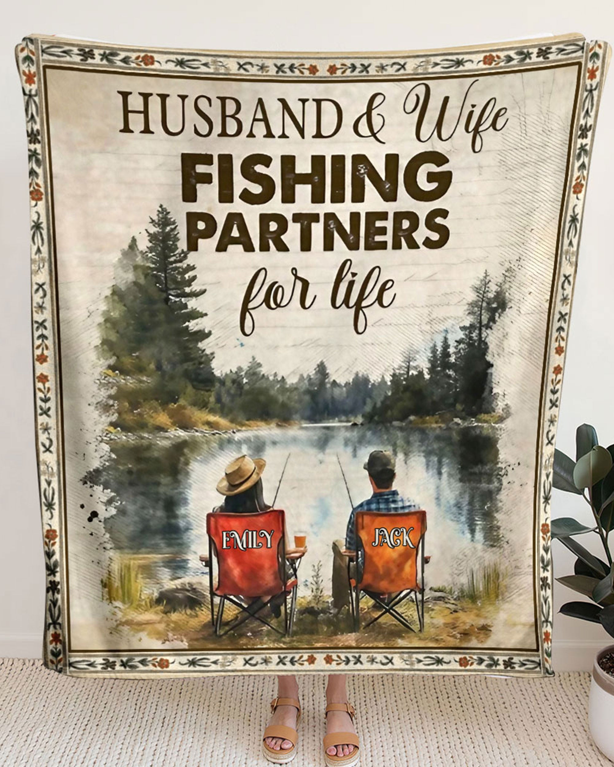 PERSONALIZED FISHING COUPLE FLEECE BLANKET - YHHG1802254