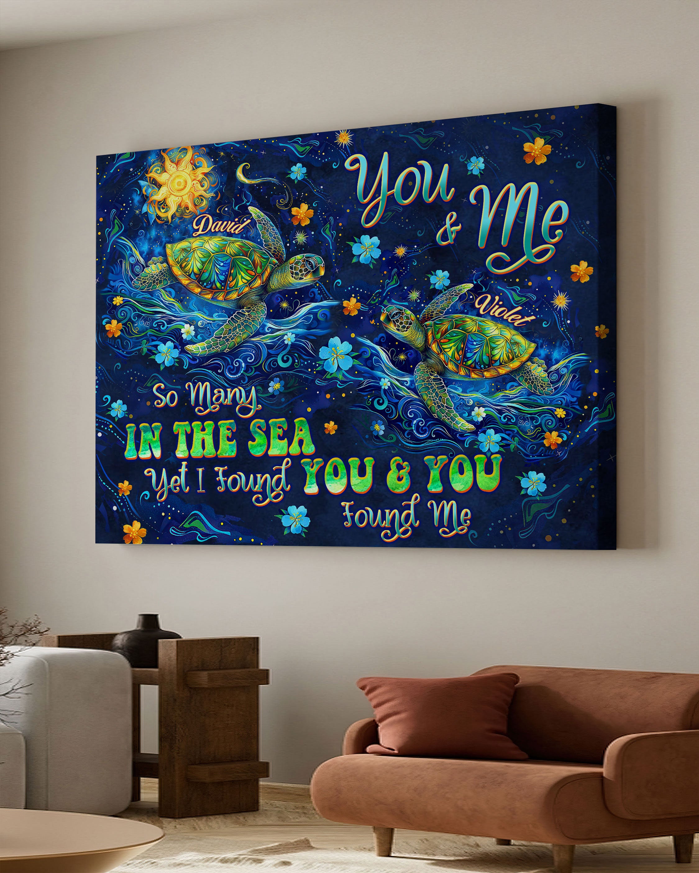 PERSONALIZED YOU AND ME SO MANY IN THE SEA TURTLE CANVAS  - TLTW0701254