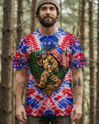 BIGFOOT WITH FLAG  RED WHITE & BLUE SWIRL ALL OVER PRINT  - TLTW2402263