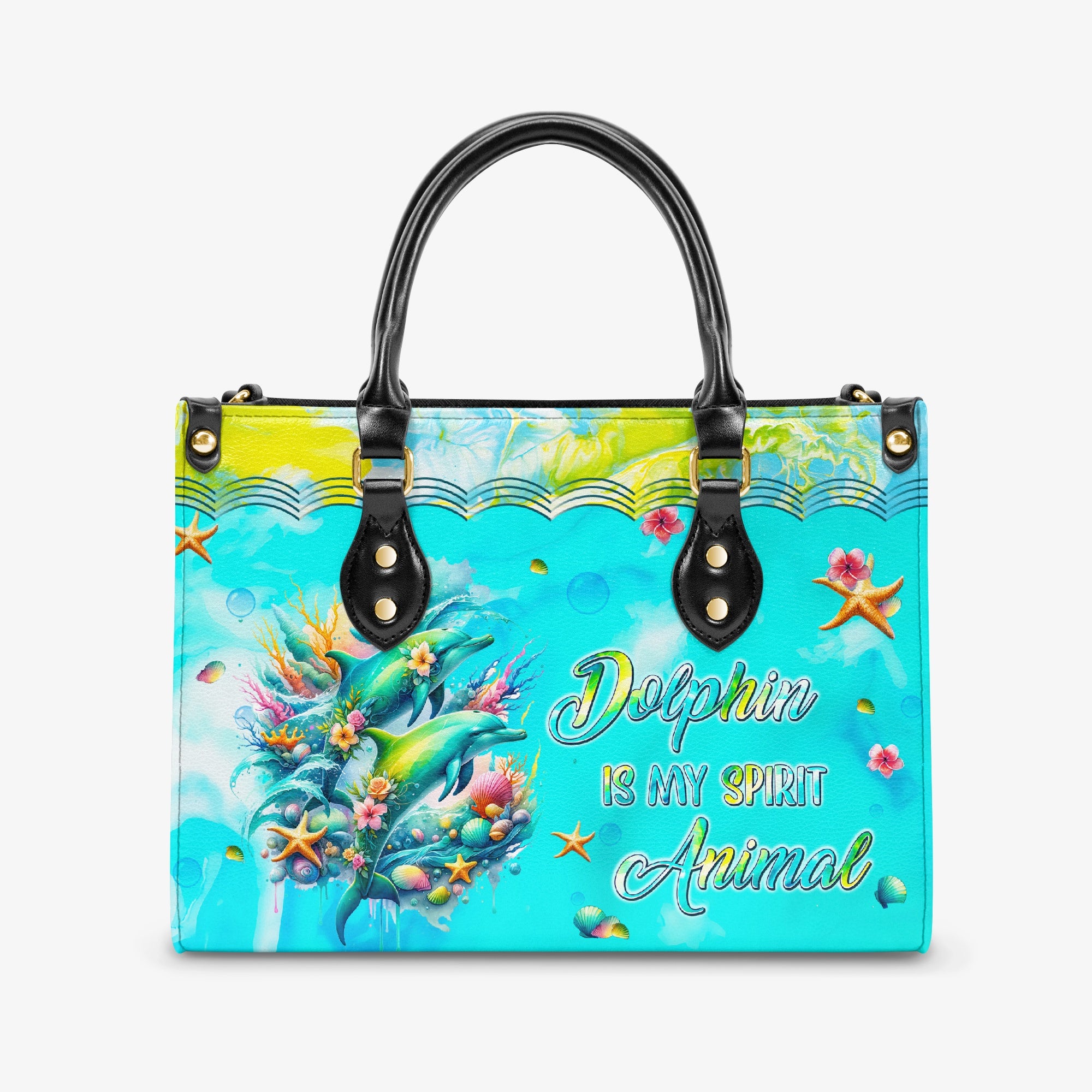 DOLPHIN IS MY SPIRIT ANIMAL LEATHER HANDBAG - TLPQ2903242