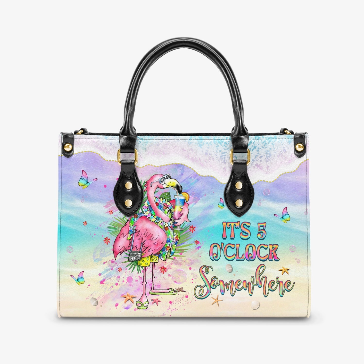 IT'S 5 O'CLOCK SOMEWHERE FLAMINGO LEATHER HANDBAG - YHKD2603241