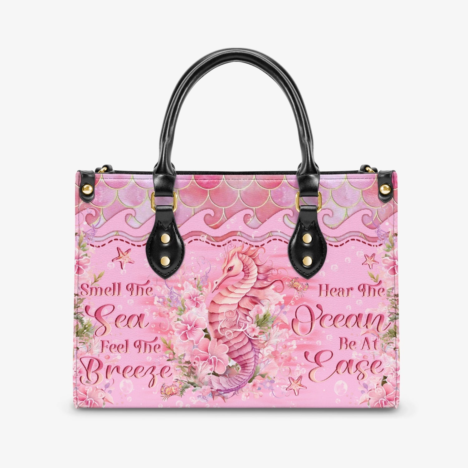 SMELL THE SEA FEEL THE BREEZE SEAHORSE LEATHER HANDBAG - YHLN2703242