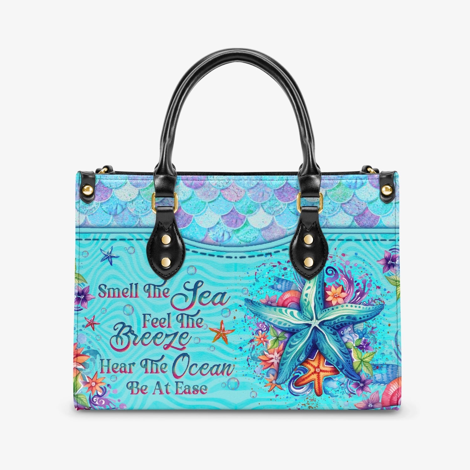 SMELL THE SEA FEEL THE BREEZE STARFISH LEATHER HANDBAG - YHLN2603241