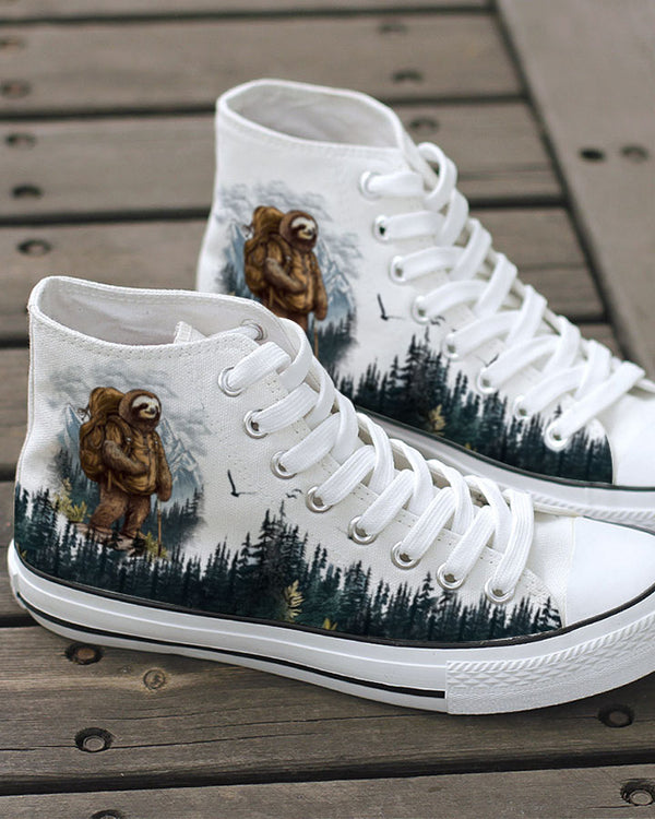 SLOTH HIKING TEAM HIGH TOP CANVAS SHOES - TLTW1008237