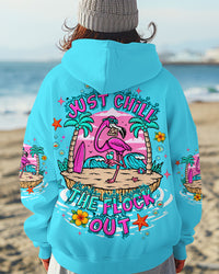 JUST CHILL THE FLOCK OUT FLAMINGO ALL OVER PRINT - TLTW1108254