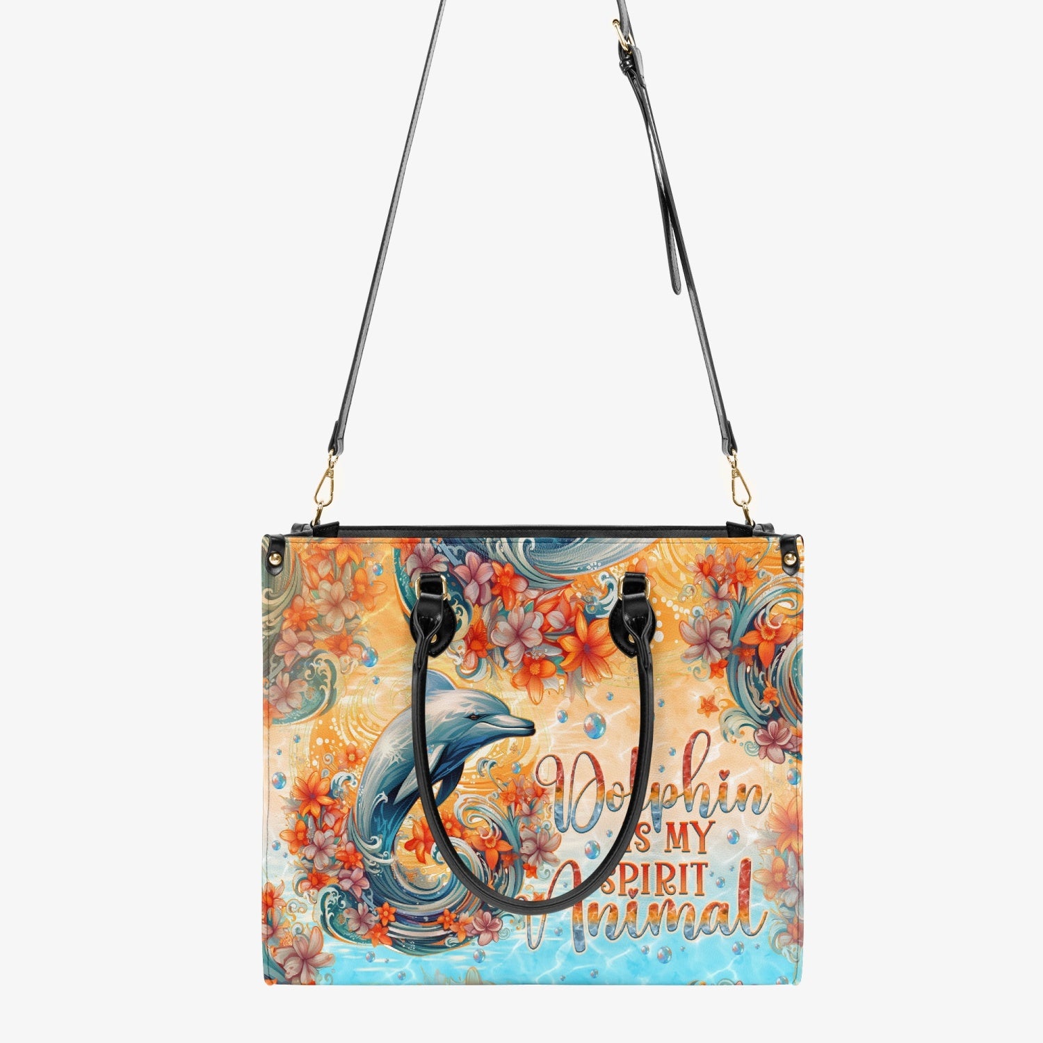 DOLPHIN IS MY SPIRIT ANIMAL LEATHER HANDBAG - TLNO2803249