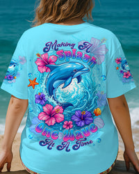 MAKING A SPLASH ONE WAVE AT A TIME DOLPHIN ALL OVER PRINT - TLTW1406254