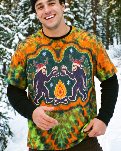 CHEERFUL BIGFOOT CAMPFIRE CHRISTMAS V PATTERN ALL OVER PRINT   - TLTW1410263