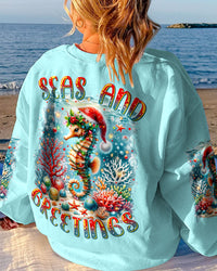 SEAS AND GREETINGS SEAHORSE CHRISTMAS ALL OVER PRINT - TYTM3110233