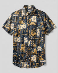 VINTAGE LABRADOR DOG LAGOON PATCHWORK BUTTON-DOWN COLLAR SHIRT - TLTW0309268