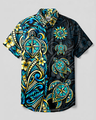 TRIBAL COMPASS SEA TURTLE BUTTON-DOWN COLLAR SHIRT  - TLTW1209266