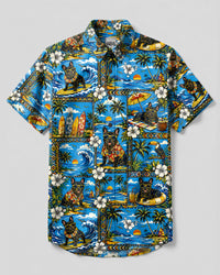 VIBRANT BEACH FRENCH BULLDOG BUTTON-DOWN COLLAR SHIRT - TLTW2608266