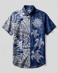 TRIBAL TROPICAL SEA TURTLE BUTTON-DOWN COLLAR SHIRT  - TLNT1409261