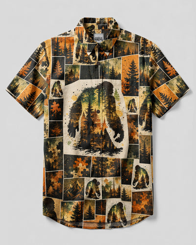 WILDWOOD BIGFOOT PATCHWORK BUTTON-DOWN COLLAR SHIRT - TYLN1108263